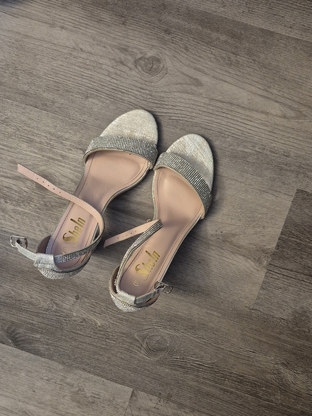 Shah Silver Sparkle Open-Toe Ankle Strap Heels